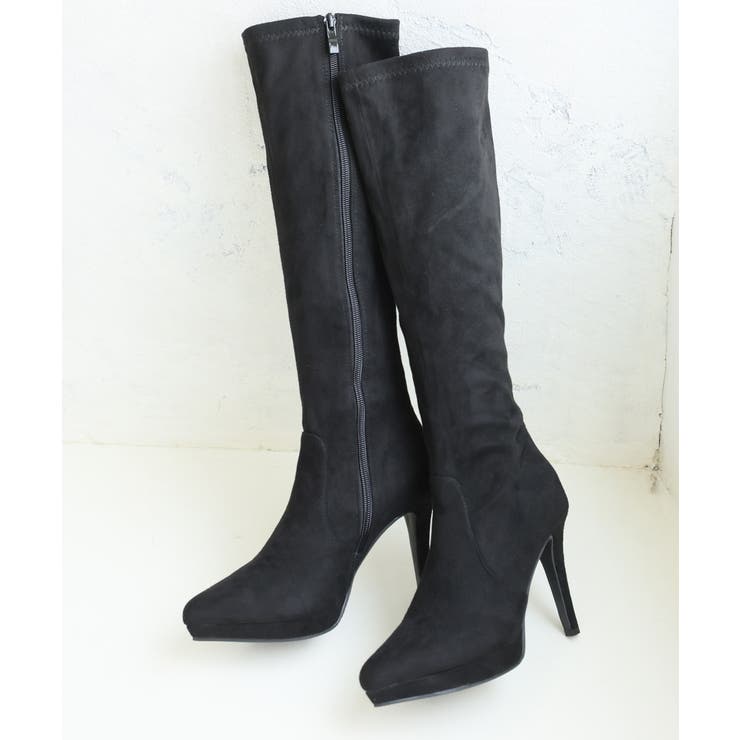 【25年秋冬再販】ポインテッドトゥ プラットフォーム ストレッチ ロングブーツ | DEMETER | 詳細画像50 