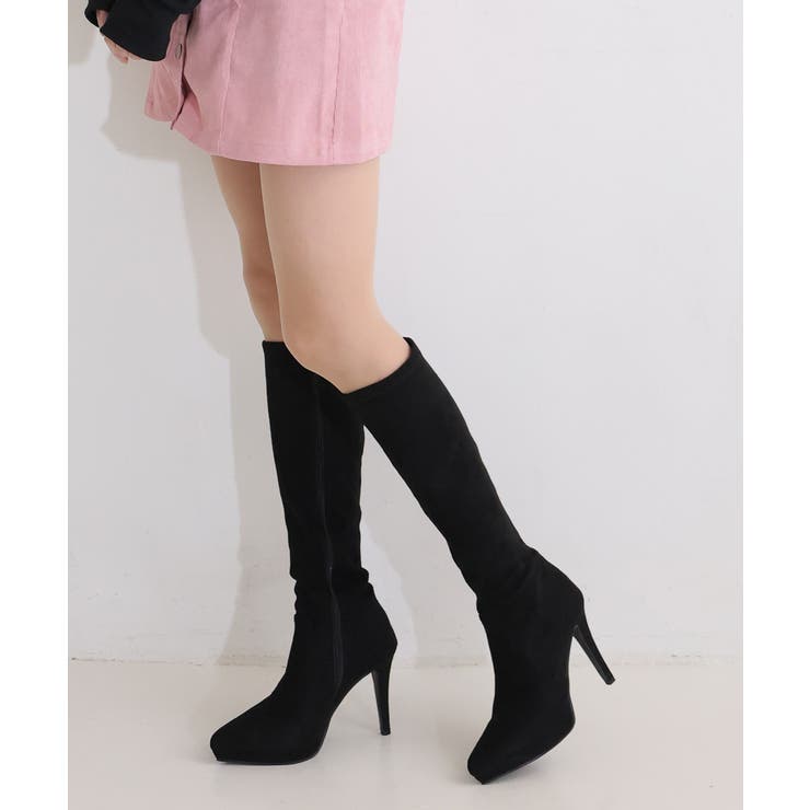 【25年秋冬再販】ポインテッドトゥ プラットフォーム ストレッチ ロングブーツ | DEMETER | 詳細画像53 