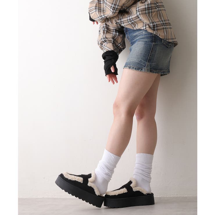 【25年秋冬新作】厚底 プラットフォーム スリッポン ボアサンダル | DEMETER | 詳細画像14 