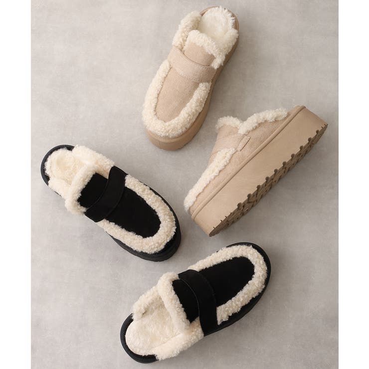 【25年秋冬新作】厚底 プラットフォーム スリッポン ボアサンダル | DEMETER | 詳細画像3 