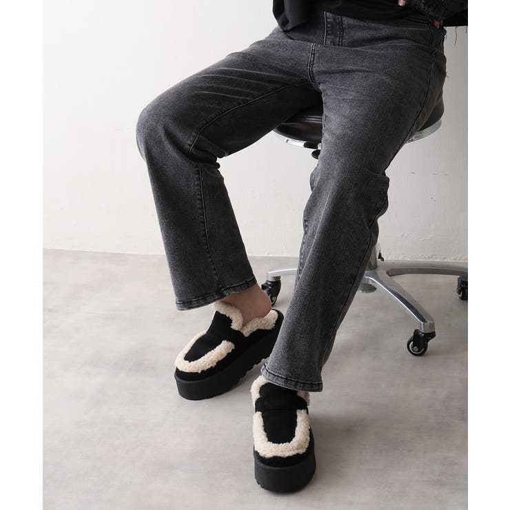 25年秋冬新作】厚底 プラットフォーム スリッポン ボアサンダル[品番