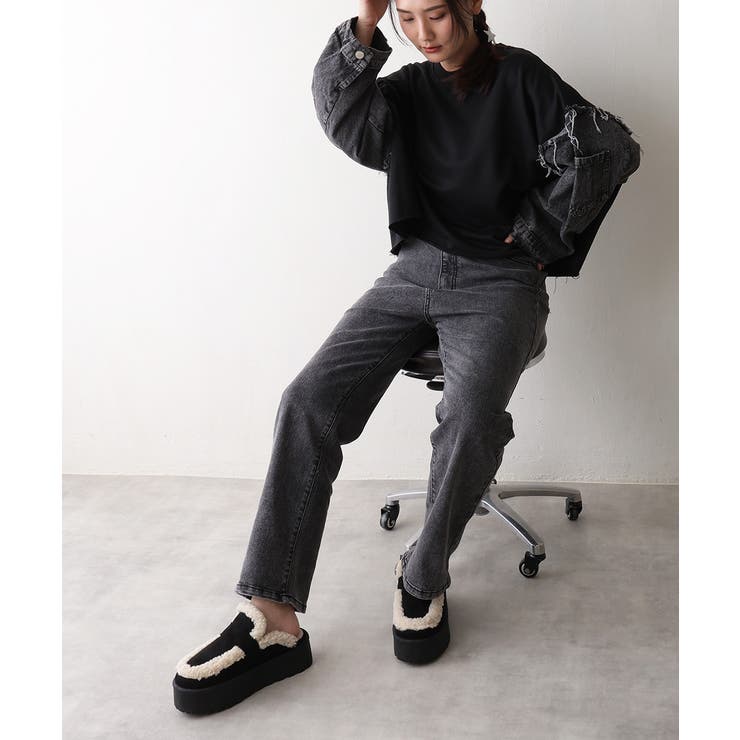 【25年秋冬新作】厚底 プラットフォーム スリッポン ボアサンダル | DEMETER | 詳細画像7 