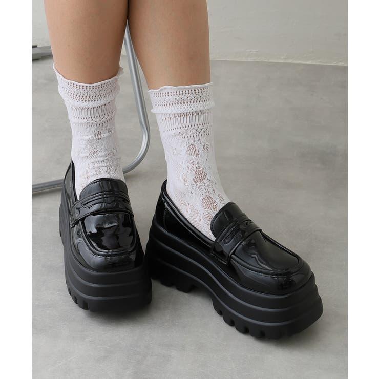 ブラックエナメル | 【25年春夏再販】厚底 トリプルソール ボリューム ローファーシューズ | DEMETER