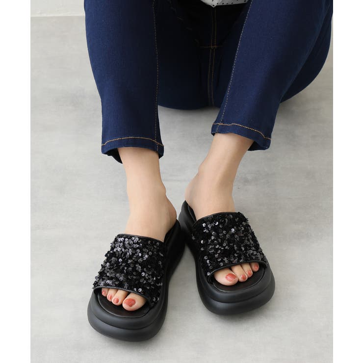 【25年春夏新作】厚底 ダブルソール スパンコール スライドサンダル | DEMETER | 詳細画像12 