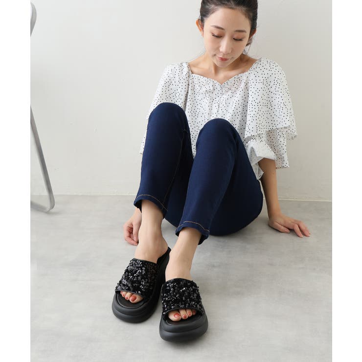 【25年春夏新作】厚底 ダブルソール スパンコール スライドサンダル | DEMETER | 詳細画像13 