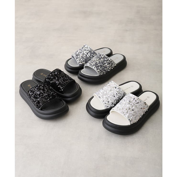 【25年春夏新作】厚底 ダブルソール スパンコール スライドサンダル | DEMETER | 詳細画像2 