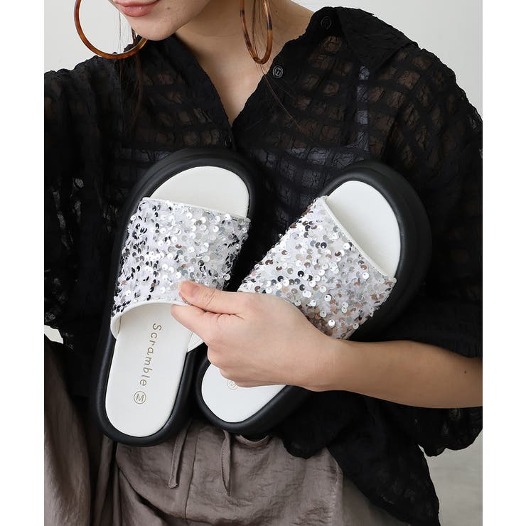 【25年春夏新作】厚底 ダブルソール スパンコール スライドサンダル | DEMETER | 詳細画像20 