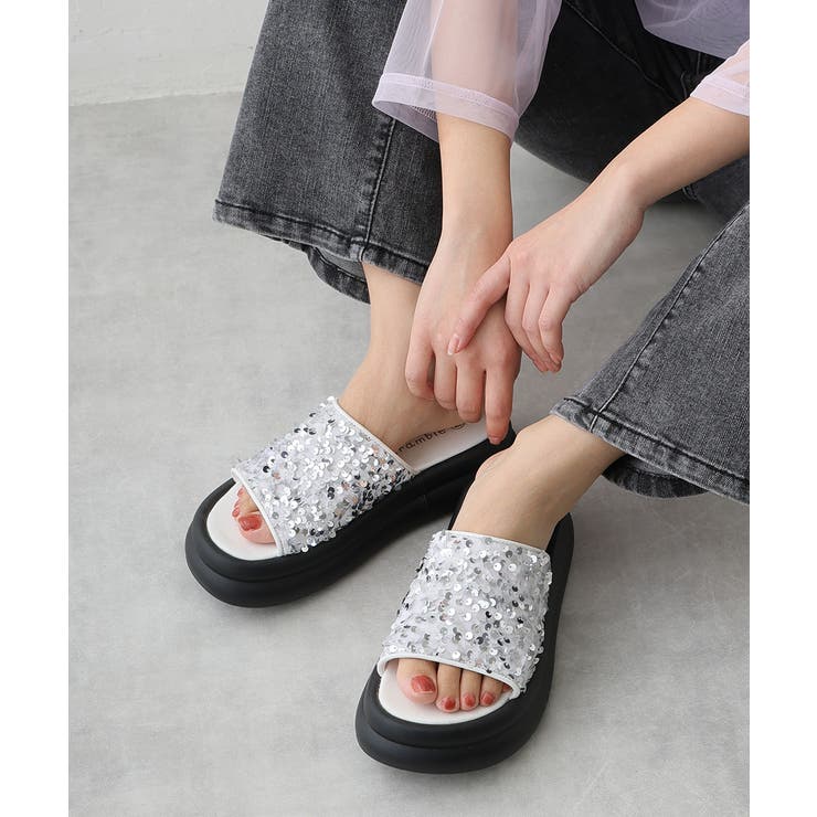 【25年春夏新作】厚底 ダブルソール スパンコール スライドサンダル | DEMETER | 詳細画像26 