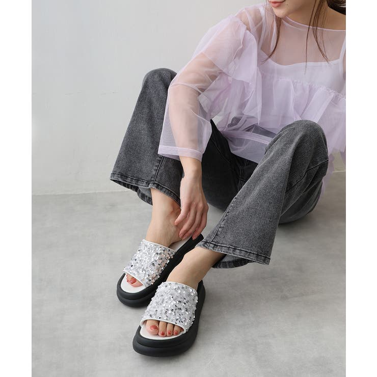 【25年春夏新作】厚底 ダブルソール スパンコール スライドサンダル | DEMETER | 詳細画像27 