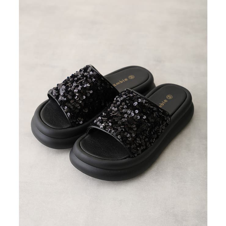 【25年春夏新作】厚底 ダブルソール スパンコール スライドサンダル | DEMETER | 詳細画像3 