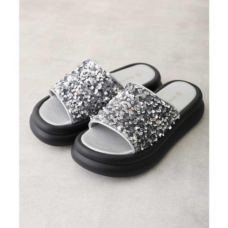 【25年春夏新作】厚底 ダブルソール スパンコール スライドサンダル | DEMETER | 詳細画像32 