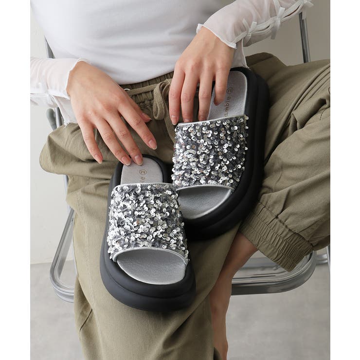 【25年春夏新作】厚底 ダブルソール スパンコール スライドサンダル | DEMETER | 詳細画像33 