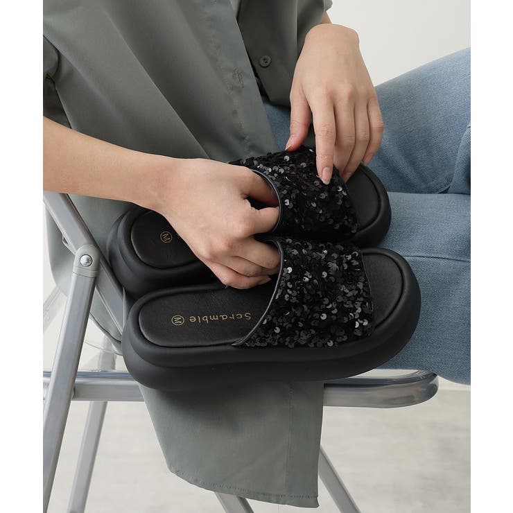 【25年春夏新作】厚底 ダブルソール スパンコール スライドサンダル | DEMETER | 詳細画像4 