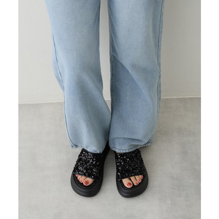 【25年春夏新作】厚底 ダブルソール スパンコール スライドサンダル | DEMETER | 詳細画像6 