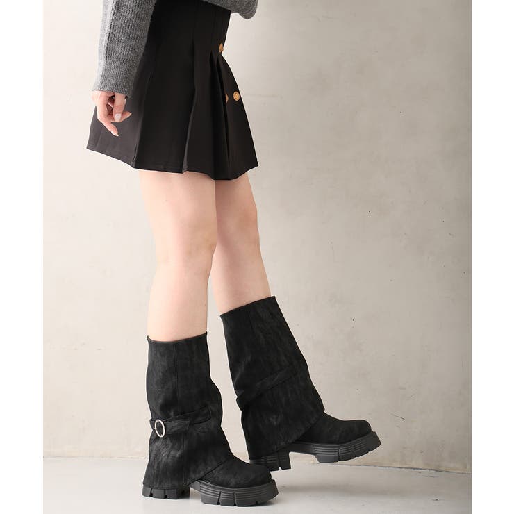 【25年秋冬新作】厚底 ボリュームソール ミドル カバーブーツ | DEMETER | 詳細画像7 