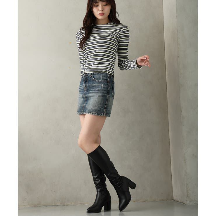 【25年秋冬新作】チャンキーヒール プレーン ストレッチロングブーツ | DEMETER | 詳細画像17 