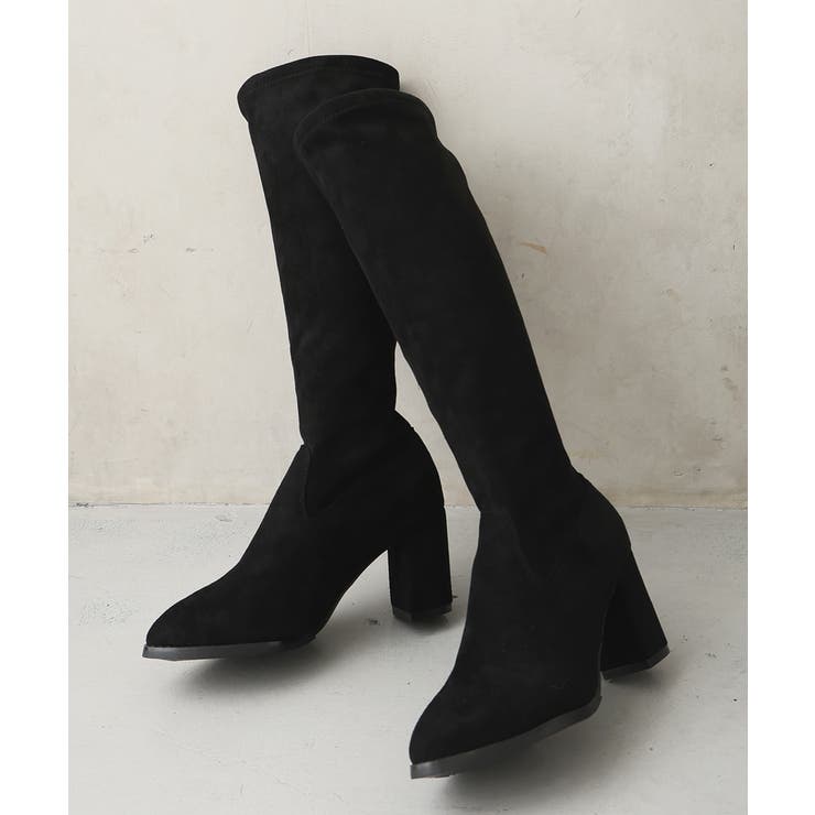 【25年秋冬新作】チャンキーヒール プレーン ストレッチロングブーツ | DEMETER | 詳細画像18 