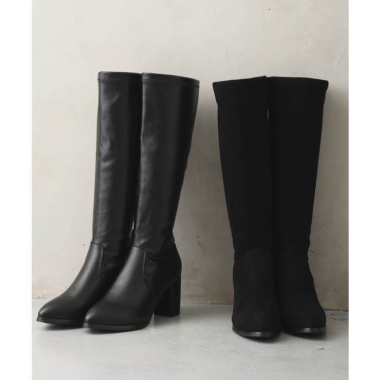 【25年秋冬新作】チャンキーヒール プレーン ストレッチロングブーツ | DEMETER | 詳細画像2 