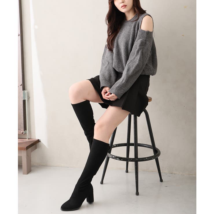 【25年秋冬新作】チャンキーヒール プレーン ストレッチロングブーツ | DEMETER | 詳細画像20 