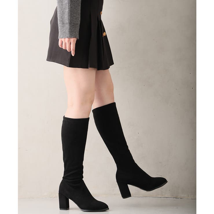 【25年秋冬新作】チャンキーヒール プレーン ストレッチロングブーツ | DEMETER | 詳細画像22 