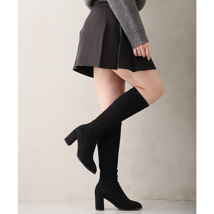 【25年秋冬新作】チャンキーヒール プレーン ストレッチロングブーツ | DEMETER | 詳細画像23 