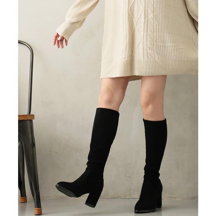 【25年秋冬新作】チャンキーヒール プレーン ストレッチロングブーツ | DEMETER | 詳細画像28 