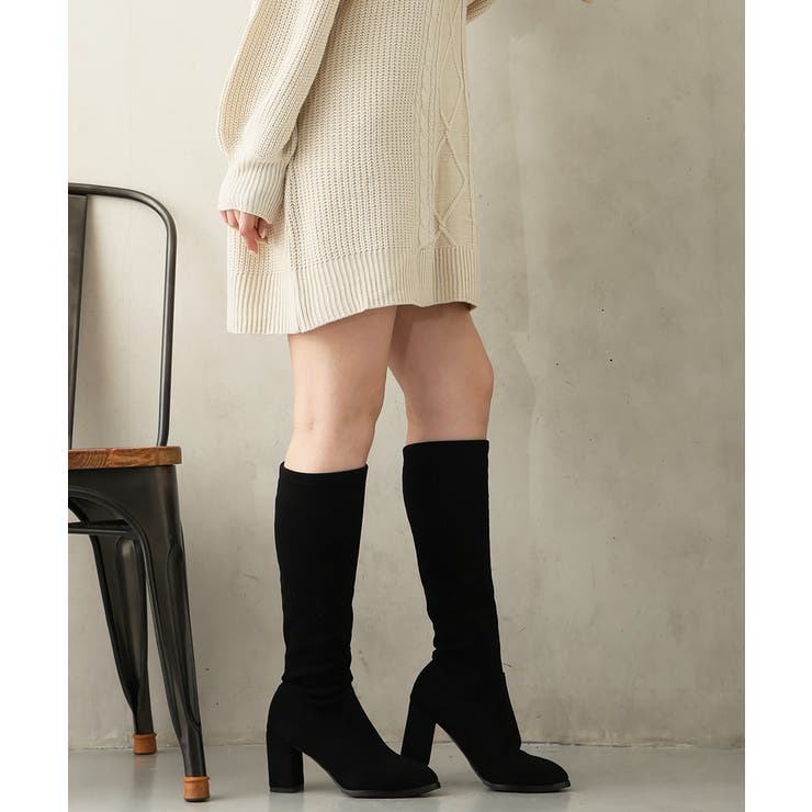 【25年秋冬新作】チャンキーヒール プレーン ストレッチロングブーツ | DEMETER | 詳細画像30 