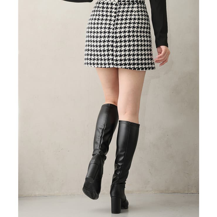 【25年秋冬新作】チャンキーヒール プレーン ストレッチロングブーツ | DEMETER | 詳細画像9 