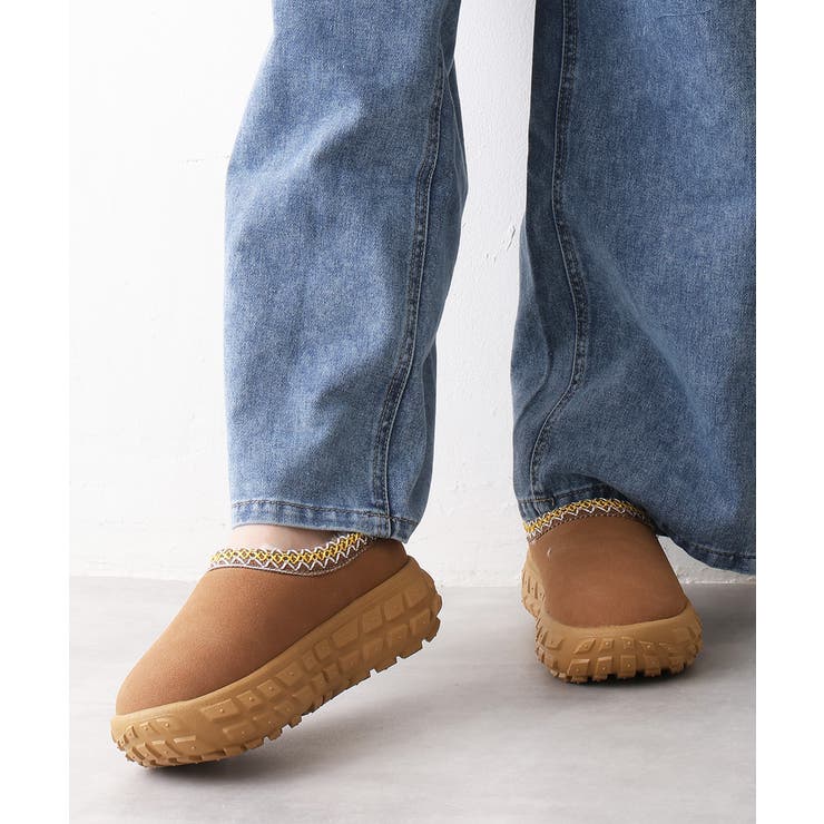 キャメル | 【25年秋冬新作】厚底 凹凸ソール ボリュームファー ムートンシューズ | DEMETER