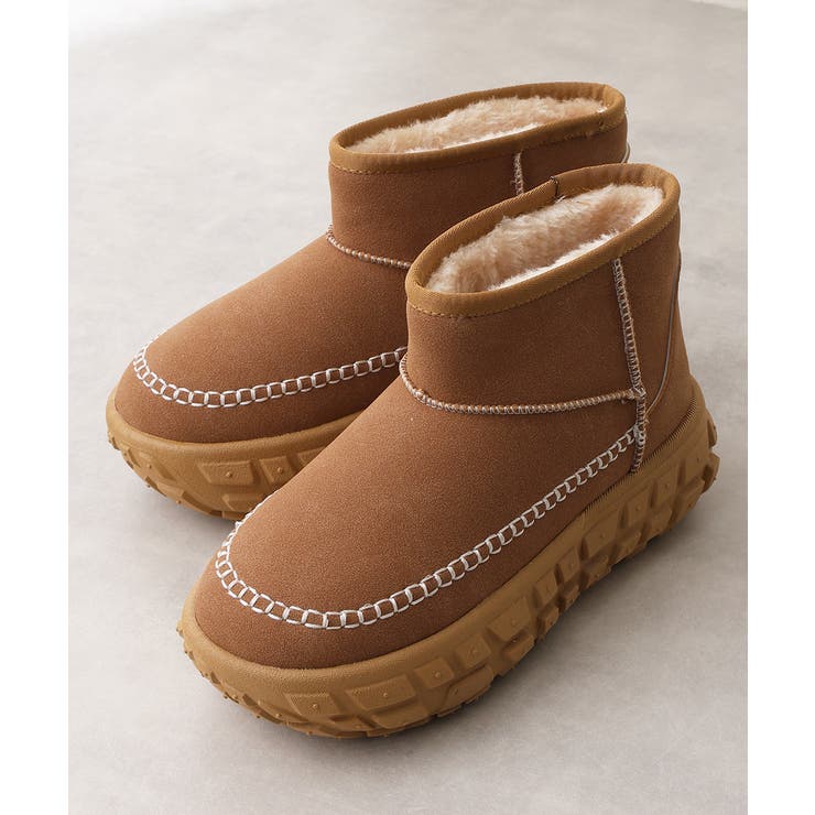 【25年秋冬新作】厚底 凹凸ソール ボリュームファー ショート ムートンブーツ | DEMETER | 詳細画像15 