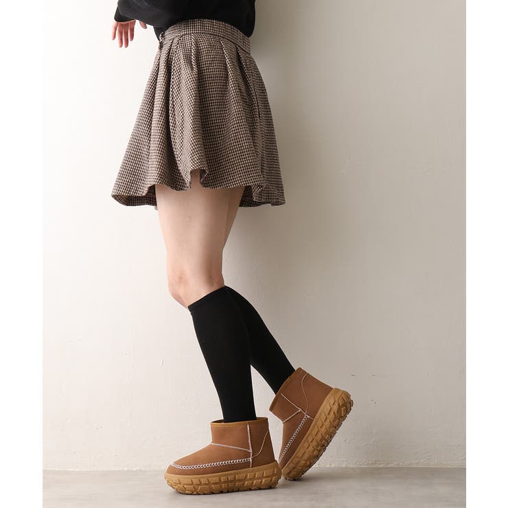 【25年秋冬新作】厚底 凹凸ソール ボリュームファー ショート ムートンブーツ | DEMETER | 詳細画像20 