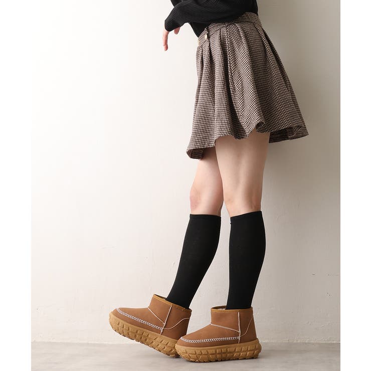 【25年秋冬新作】厚底 凹凸ソール ボリュームファー ショート ムートンブーツ | DEMETER | 詳細画像21 