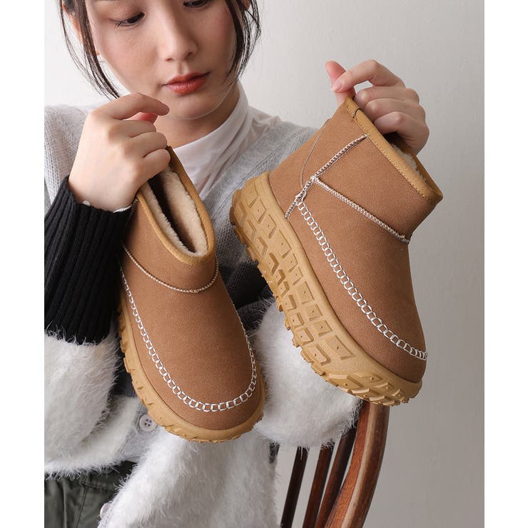 【25年秋冬新作】厚底 凹凸ソール ボリュームファー ショート ムートンブーツ | DEMETER | 詳細画像24 