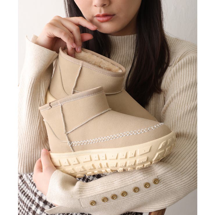 【25年秋冬新作】厚底 凹凸ソール ボリュームファー ショート ムートンブーツ | DEMETER | 詳細画像33 