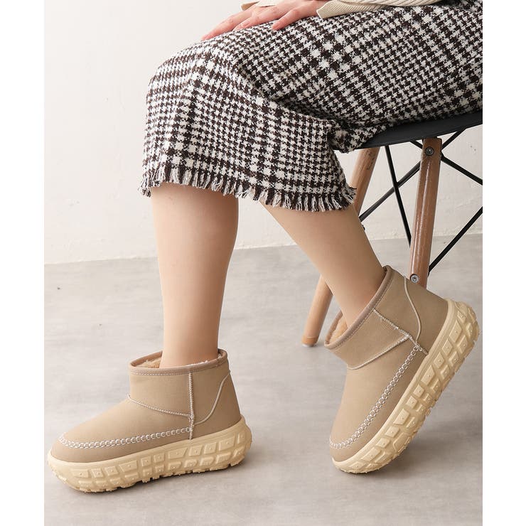 【25年秋冬新作】厚底 凹凸ソール ボリュームファー ショート ムートンブーツ | DEMETER | 詳細画像34 