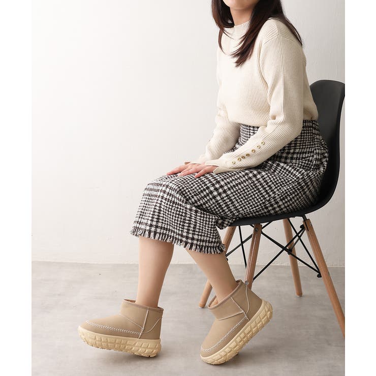 【25年秋冬新作】厚底 凹凸ソール ボリュームファー ショート ムートンブーツ | DEMETER | 詳細画像35 