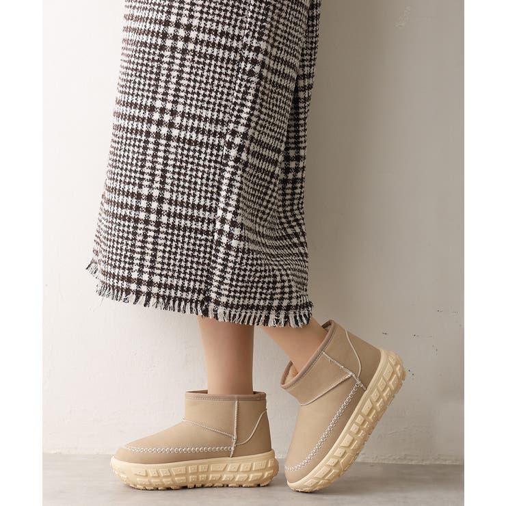 【25年秋冬新作】厚底 凹凸ソール ボリュームファー ショート ムートンブーツ | DEMETER | 詳細画像38 