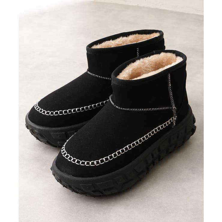 【25年秋冬新作】厚底 凹凸ソール ボリュームファー ショート ムートンブーツ | DEMETER | 詳細画像4 