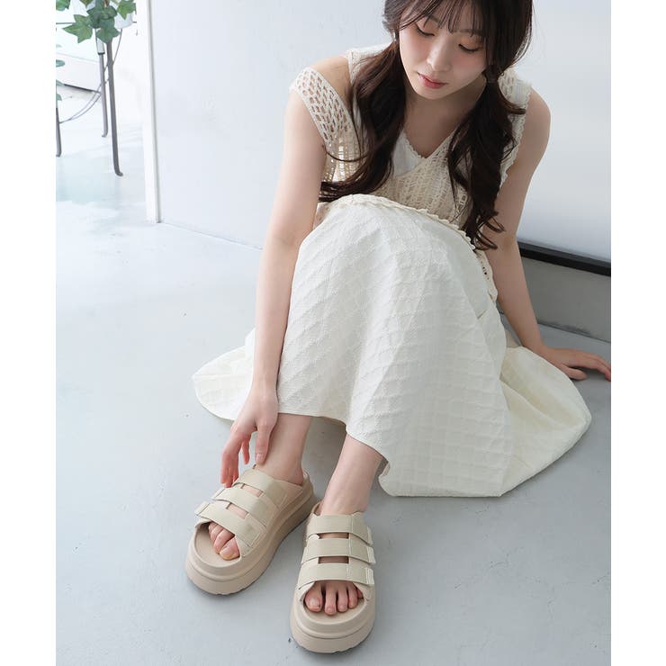 【26年春夏新作】厚底 プラットフォーム 三連ベルト ベルクロサンダル | DEMETER | 詳細画像22 
