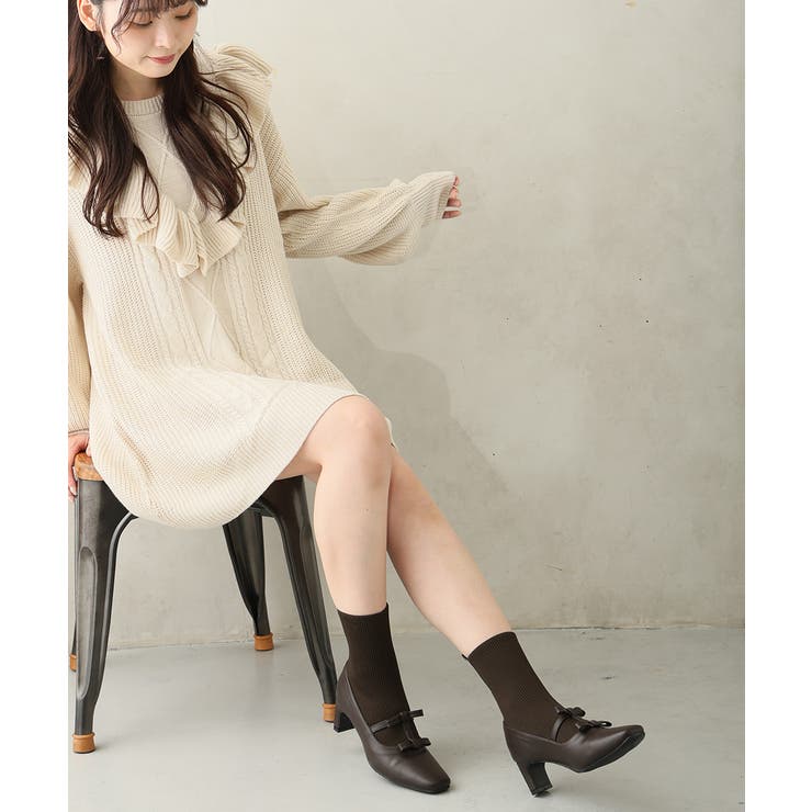 【25年秋冬新作】スクエアトゥ リボン ニットドッキング ショートブーツ | DEMETER | 詳細画像23 