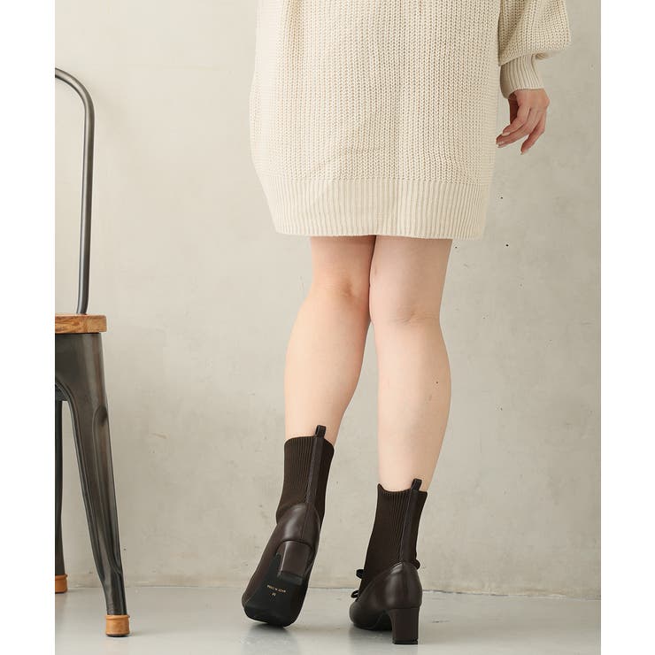 【25年秋冬新作】スクエアトゥ リボン ニットドッキング ショートブーツ | DEMETER | 詳細画像26 