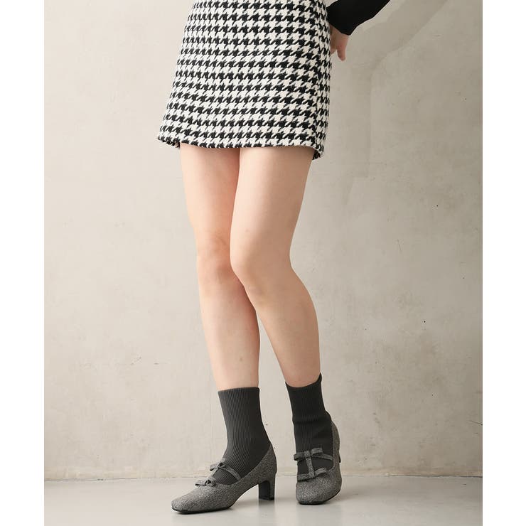 【25年秋冬新作】スクエアトゥ リボン ニットドッキング ショートブーツ | DEMETER | 詳細画像33 