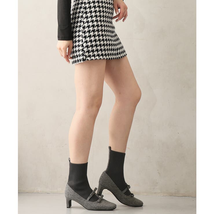 【25年秋冬新作】スクエアトゥ リボン ニットドッキング ショートブーツ | DEMETER | 詳細画像34 