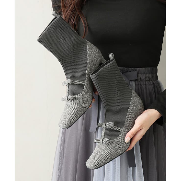 【25年秋冬新作】スクエアトゥ リボン ニットドッキング ショートブーツ | DEMETER | 詳細画像38 