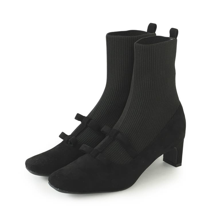 【25年秋冬新作】スクエアトゥ リボン ニットドッキング ショートブーツ | DEMETER | 詳細画像46 