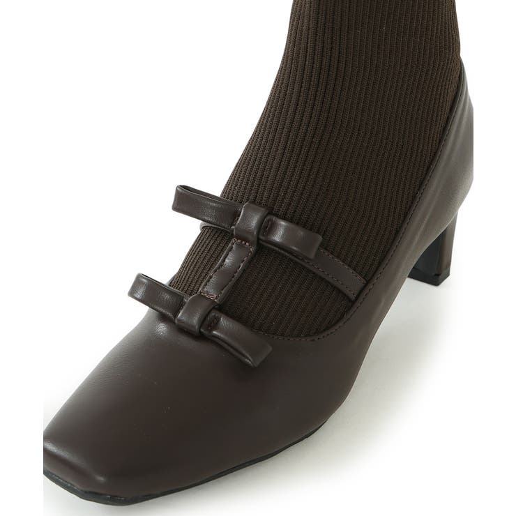 【25年秋冬新作】スクエアトゥ リボン ニットドッキング ショートブーツ | DEMETER | 詳細画像54 