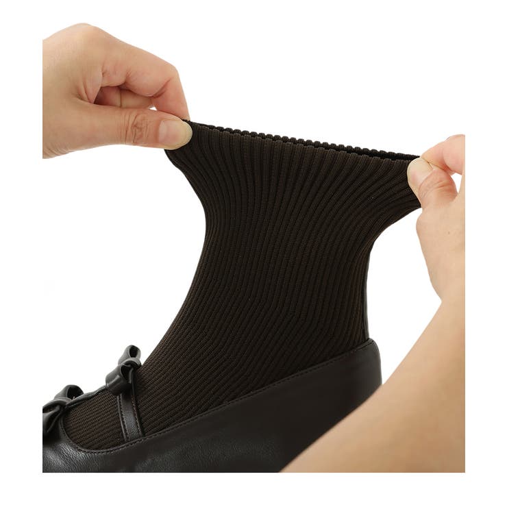 【25年秋冬新作】スクエアトゥ リボン ニットドッキング ショートブーツ | DEMETER | 詳細画像55 