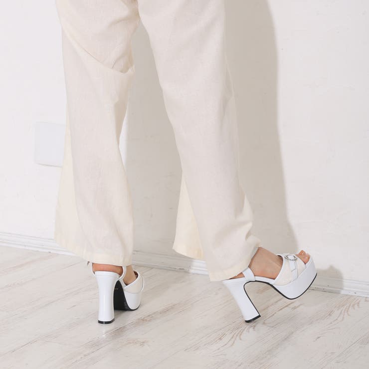 厚底 太ヒール ビジューバックル アンクルストラップ サンダル | DEMETER | 詳細画像13 