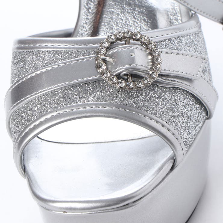 厚底 太ヒール ビジューバックル アンクルストラップ サンダル | DEMETER | 詳細画像25 