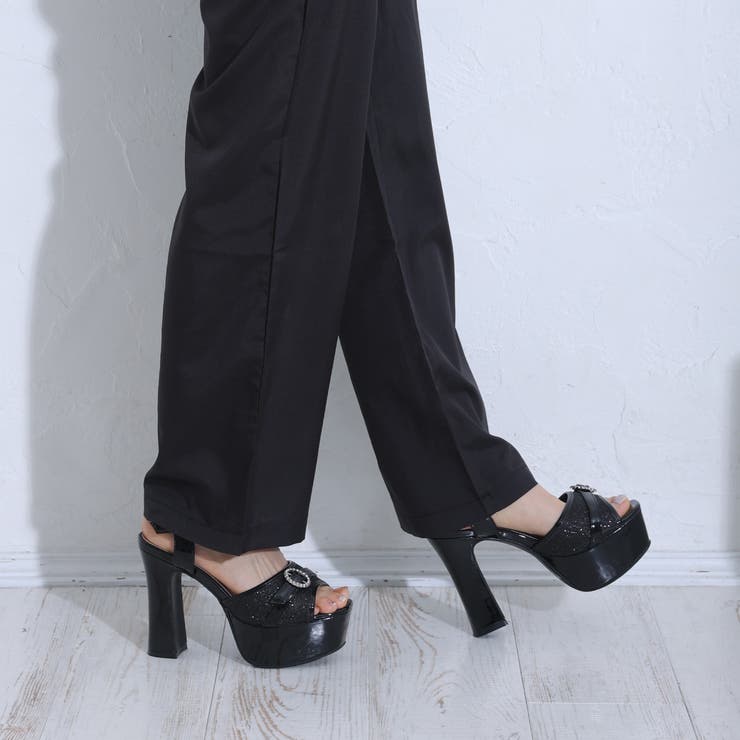 厚底 太ヒール ビジューバックル アンクルストラップ サンダル | DEMETER | 詳細画像6 